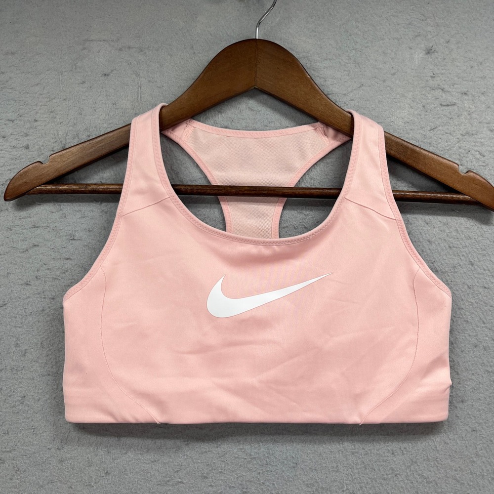 Nike Sports Bra Womens Medium Pink Pro Victory Compression Center Swoosh Gym